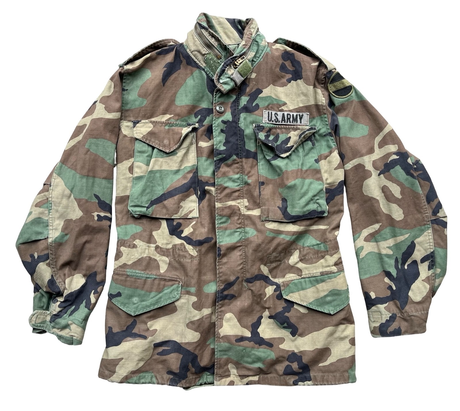 Vintage 80's USGI Cold Weather Jacket Camo Small Reg Military M65 Woodland ARMY