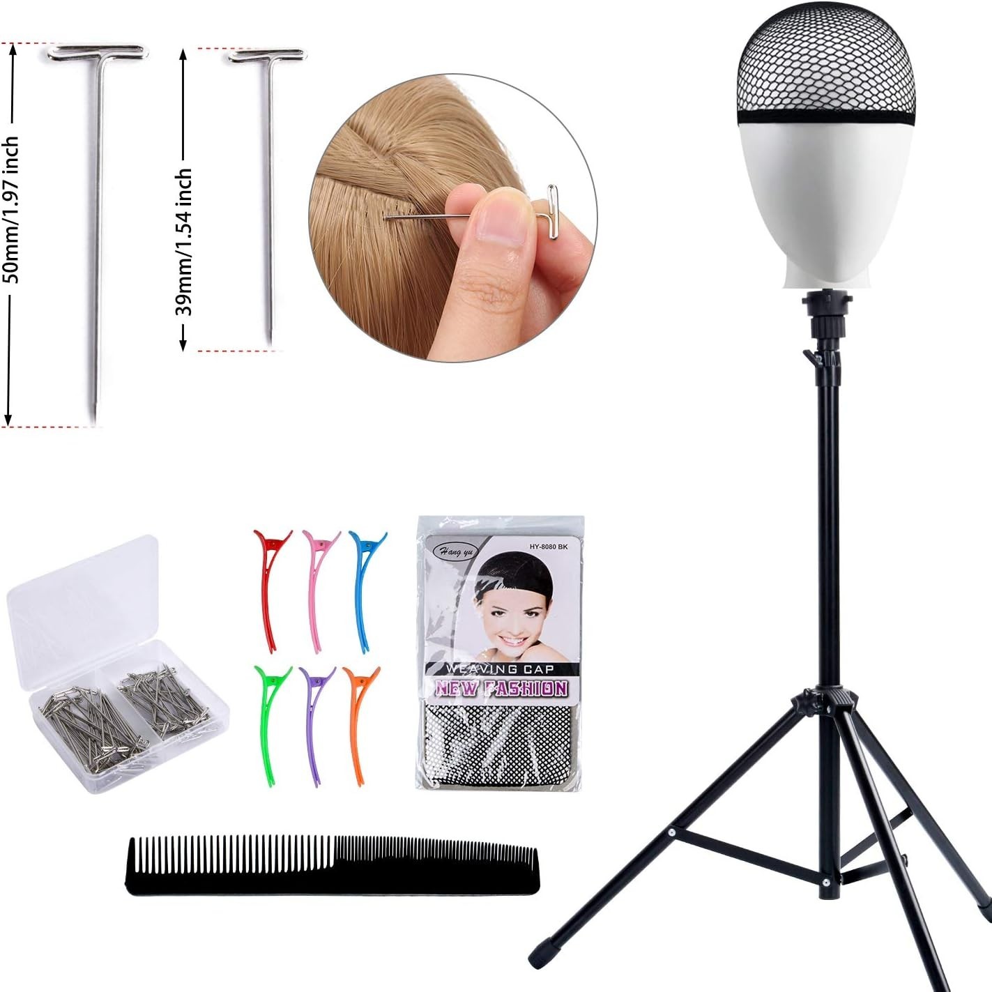 Ultimate Wig Styling Tripod (34.64-51.48in) - Includes Carry Bag & Clips
