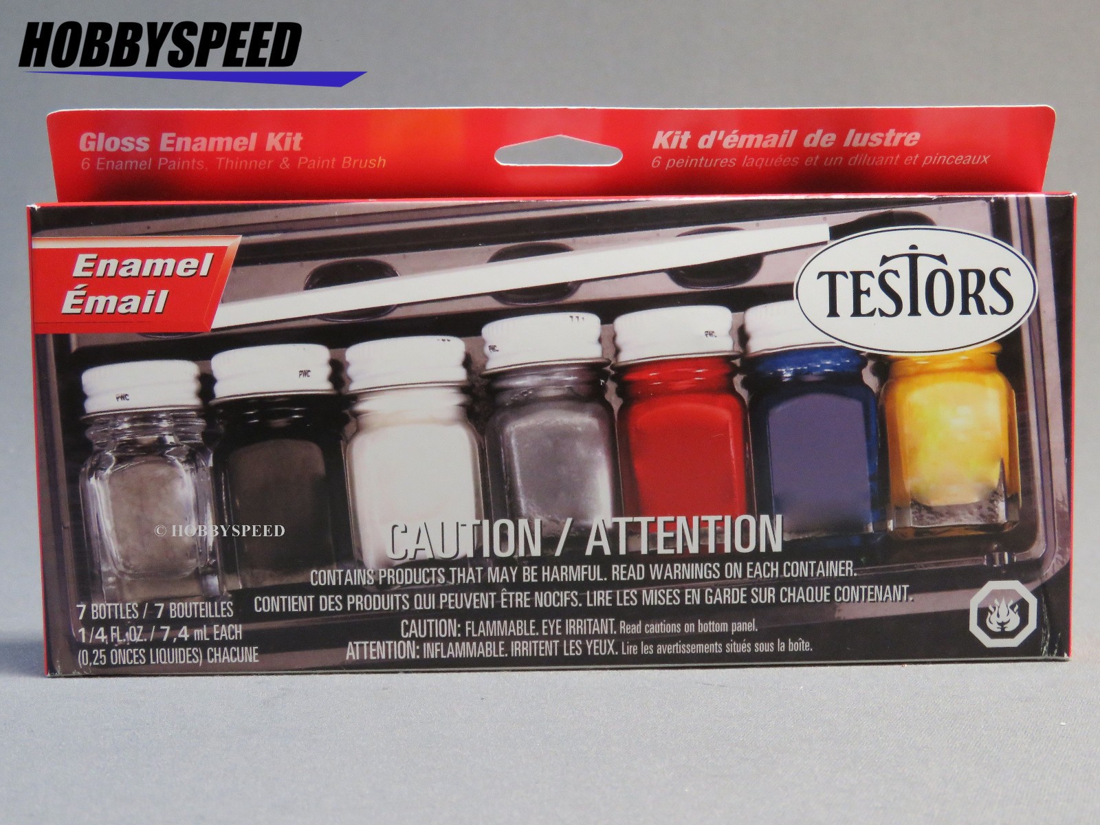 TESTORS PAINT HOUSEHOLD GLOSS ENAMEL KIT (6) COLORS thinner brush 9115 TES9115