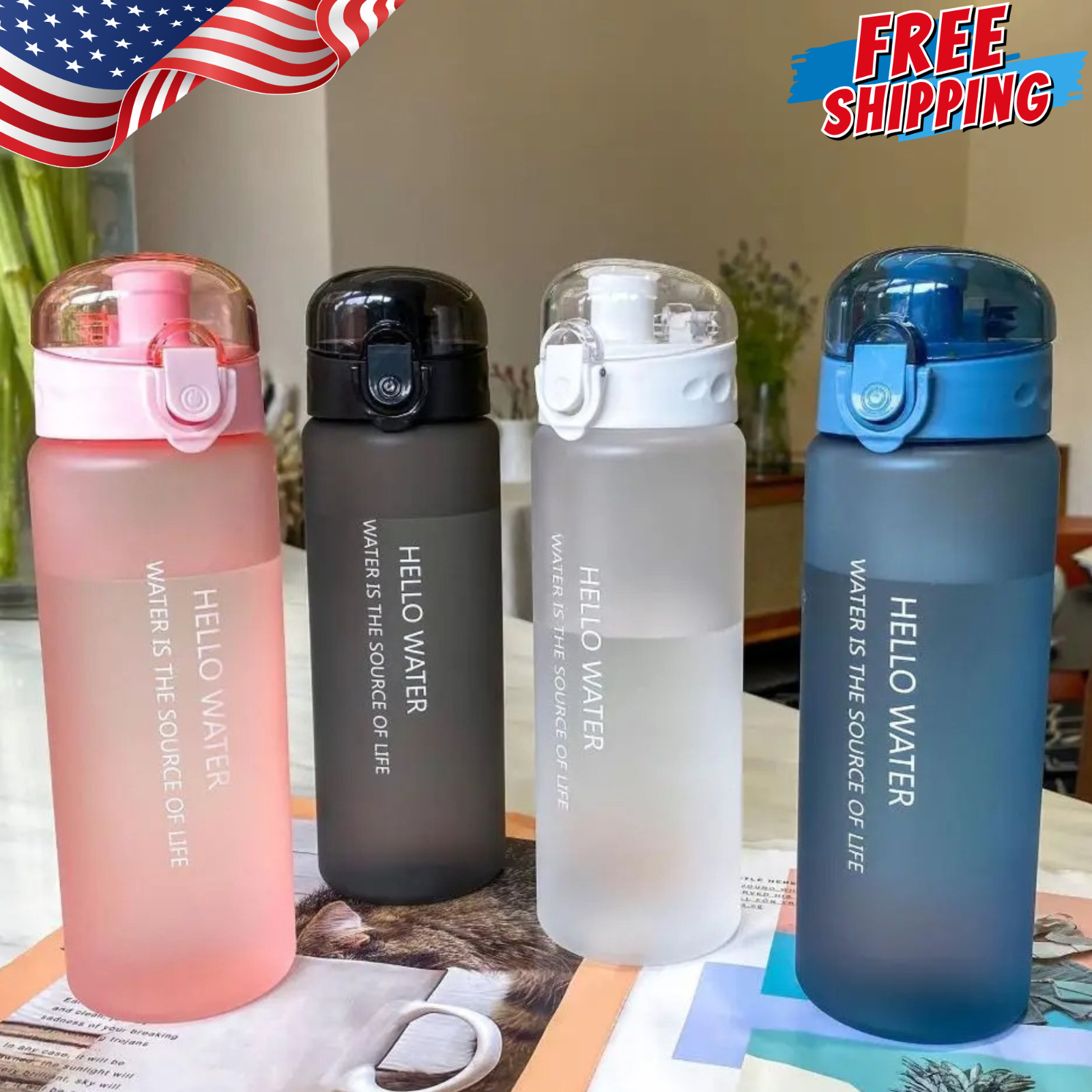 Portable 780ml Sports Water Bottle Clear Leakproof Gym Drink Bottle