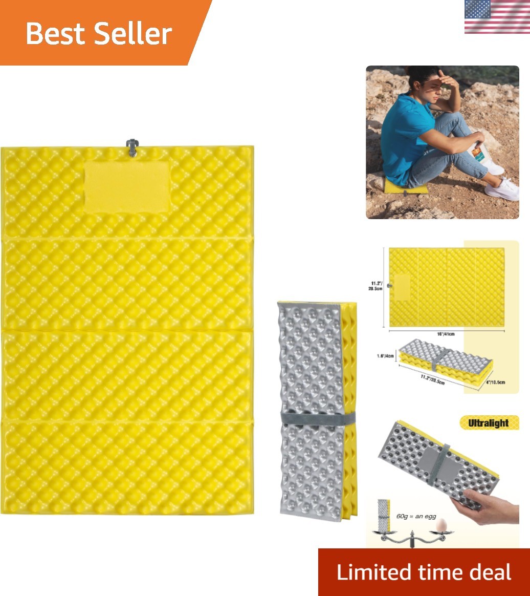 Ultralight Foldable Z Hiking Seat Pad - Yellow, 16.4"x11.2" for Outdoor Comfort