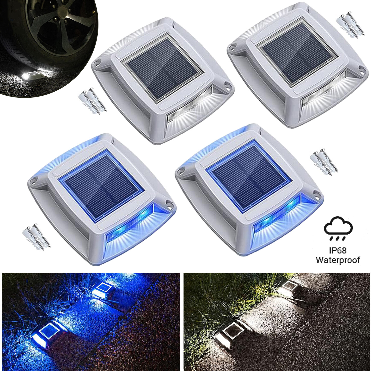 2Pack LED Solar Deck Light Outdoor Garden Bridge Gangway Driveway Dock Step Lamp