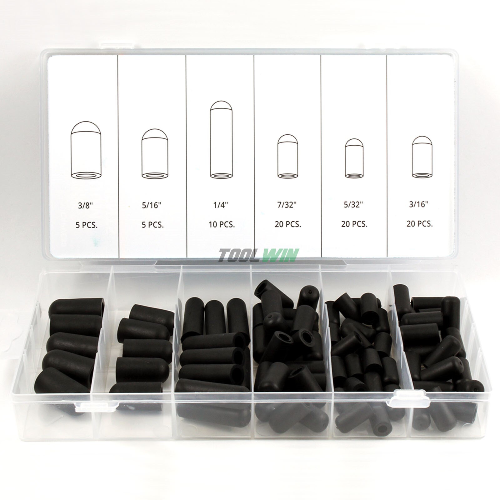 80 pc Carburetor & Vacuum Rubber Cap Assortment Set 5/32" -3/8" Auto Repair Kit