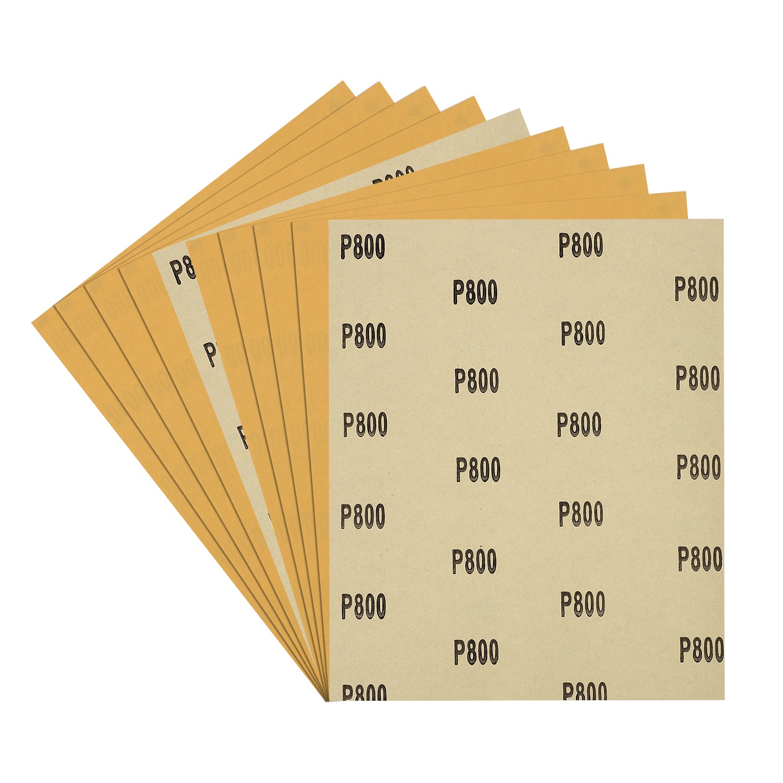 10pcs Sand Papers - [9 x 11 Inch x 800 Grits] Alumina Sandpaper Sheets Gold
