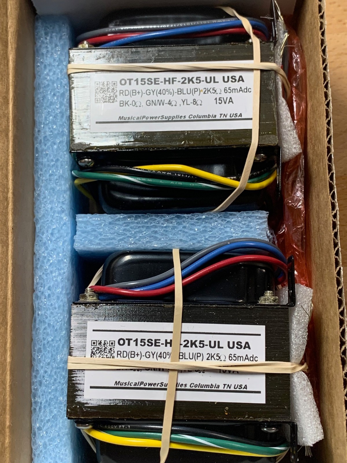 Pair of OT15SE-HF-2K5UL SE HiFi Output Xfmr 2K5 x 4/8Ohm 40%UL 65mADC