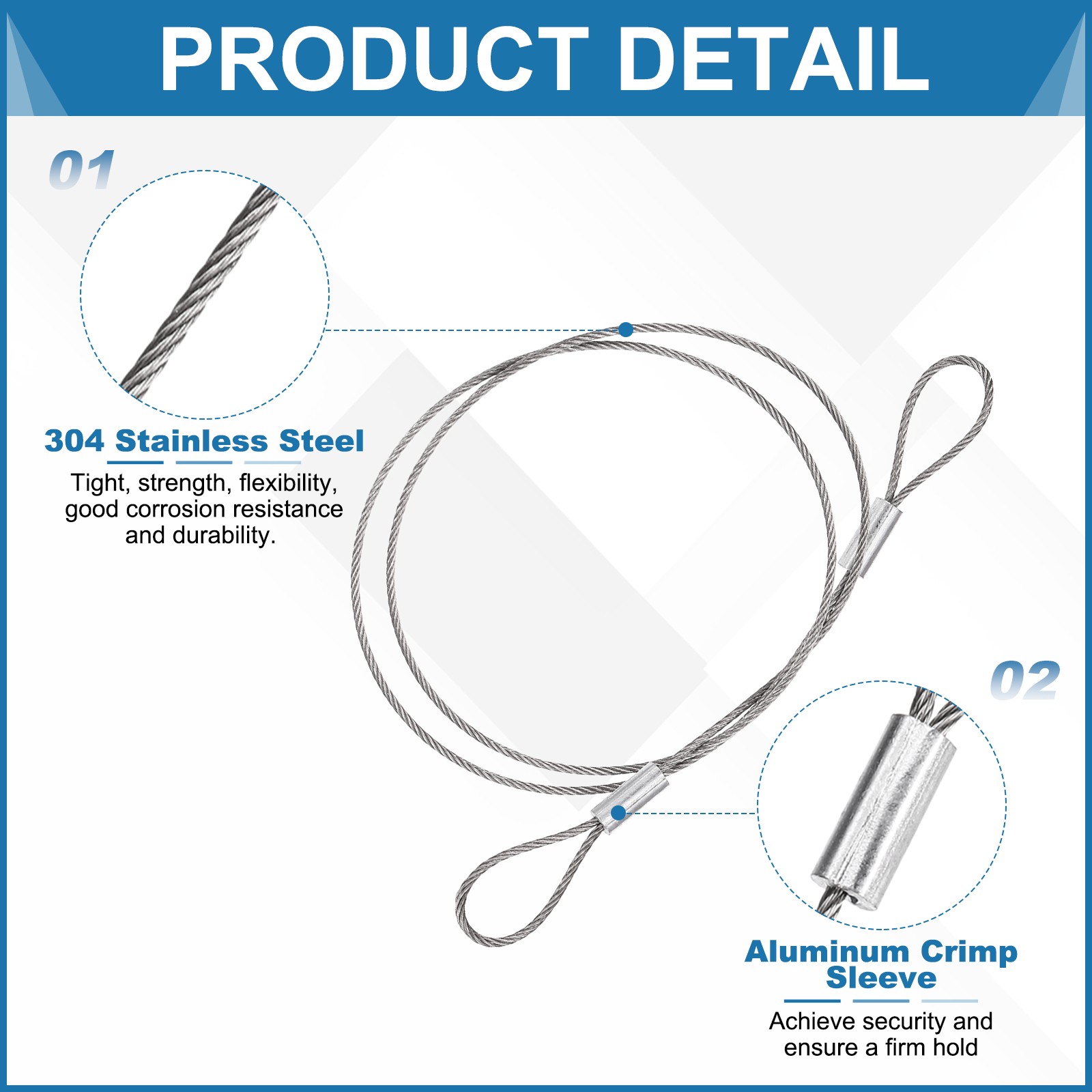 6Pcs 19.6" Safety Cable Lock, 3/64″(1mm) Dia Luggage Lock Safety Cable, Silver