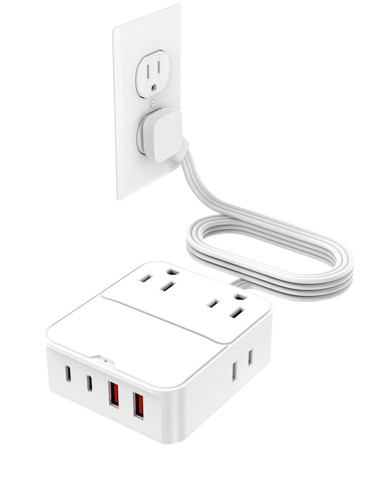 Surge Protector Power Strip: Multiple Outlets Extender with 6Ft Flat Plug Ext...