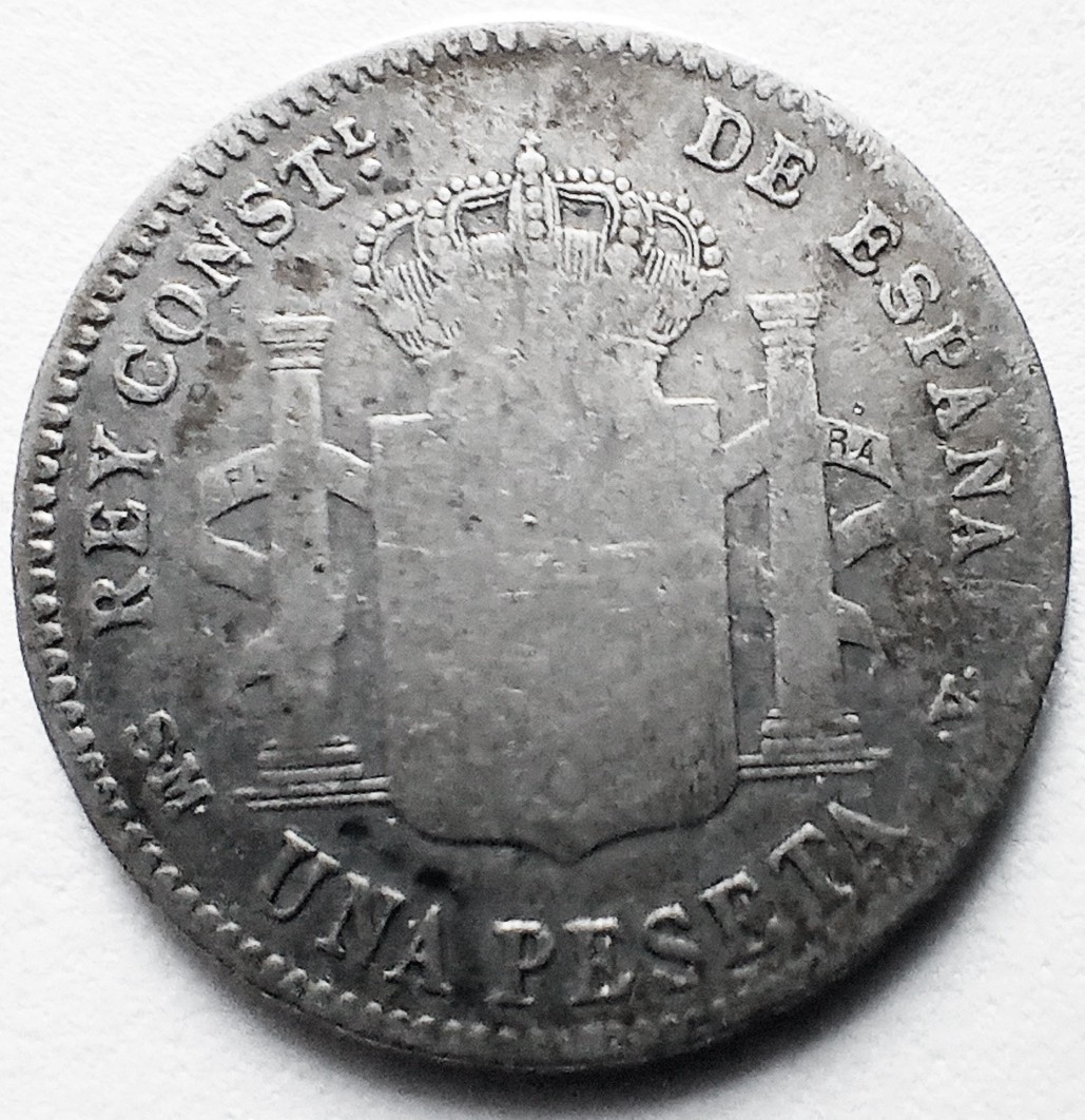 M307 SPAIN - 1901 - SILVER (.835) - 1 Pesete - Alfonso XIII - KM#705 - see photos