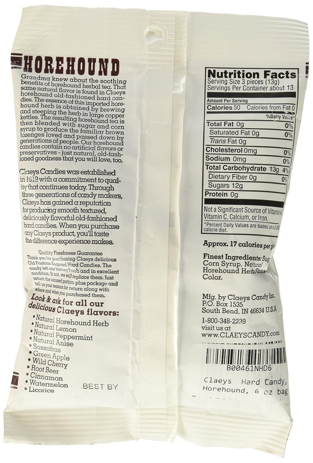 Authentic Horehound Hard Candy - 6 Ounce Round Pieces, Nostalgic Delight