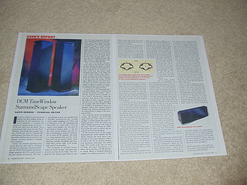 DCM TimeWindow SurroundScape Speaker Review, 1996, 2 pg