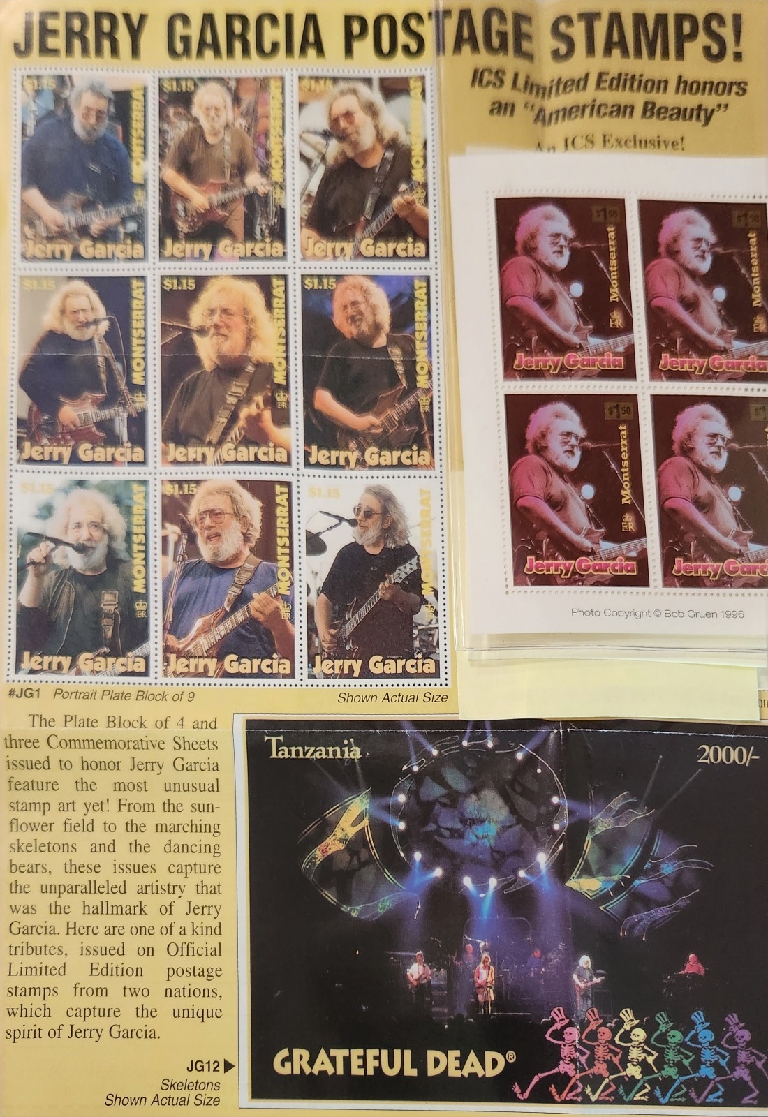 Grateful Dead/Jerry Garcia  Stamps.  Montiserrat