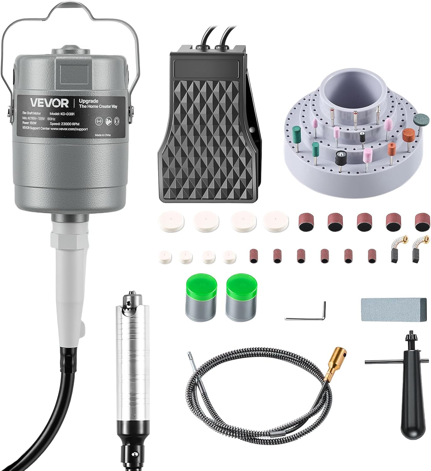 Flex Shaft Grinder, 150W 23000RPM Electric Flex Shaft Rotary Tool, Foot-Pedal Co
