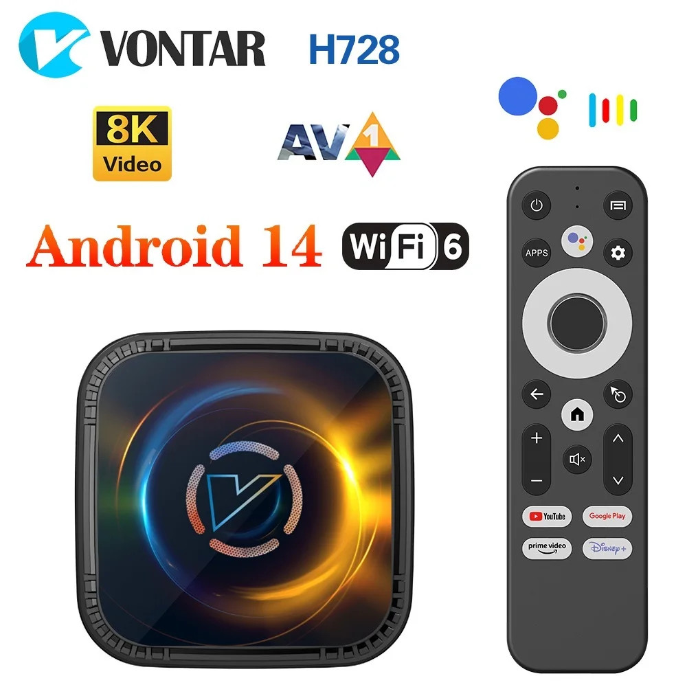 VONTAR H728 Android 14 TV Box 8K 4K 4GB RAM 32GB/64GB Gigabit LAN WiFi 6