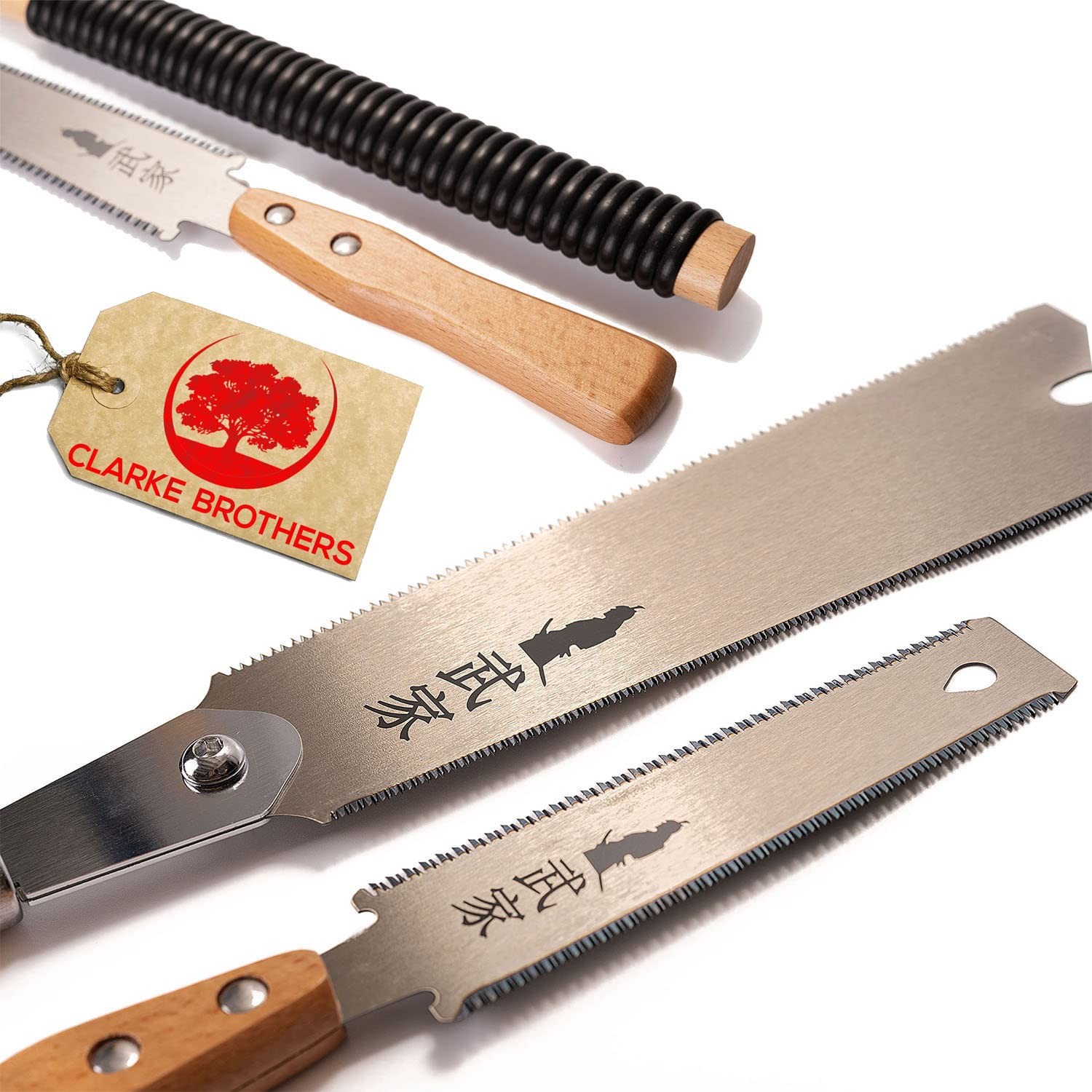 Set of 2 - Ryoba Japanese Pull Saw 9.5 Inch and Flush Cut 6 – Black