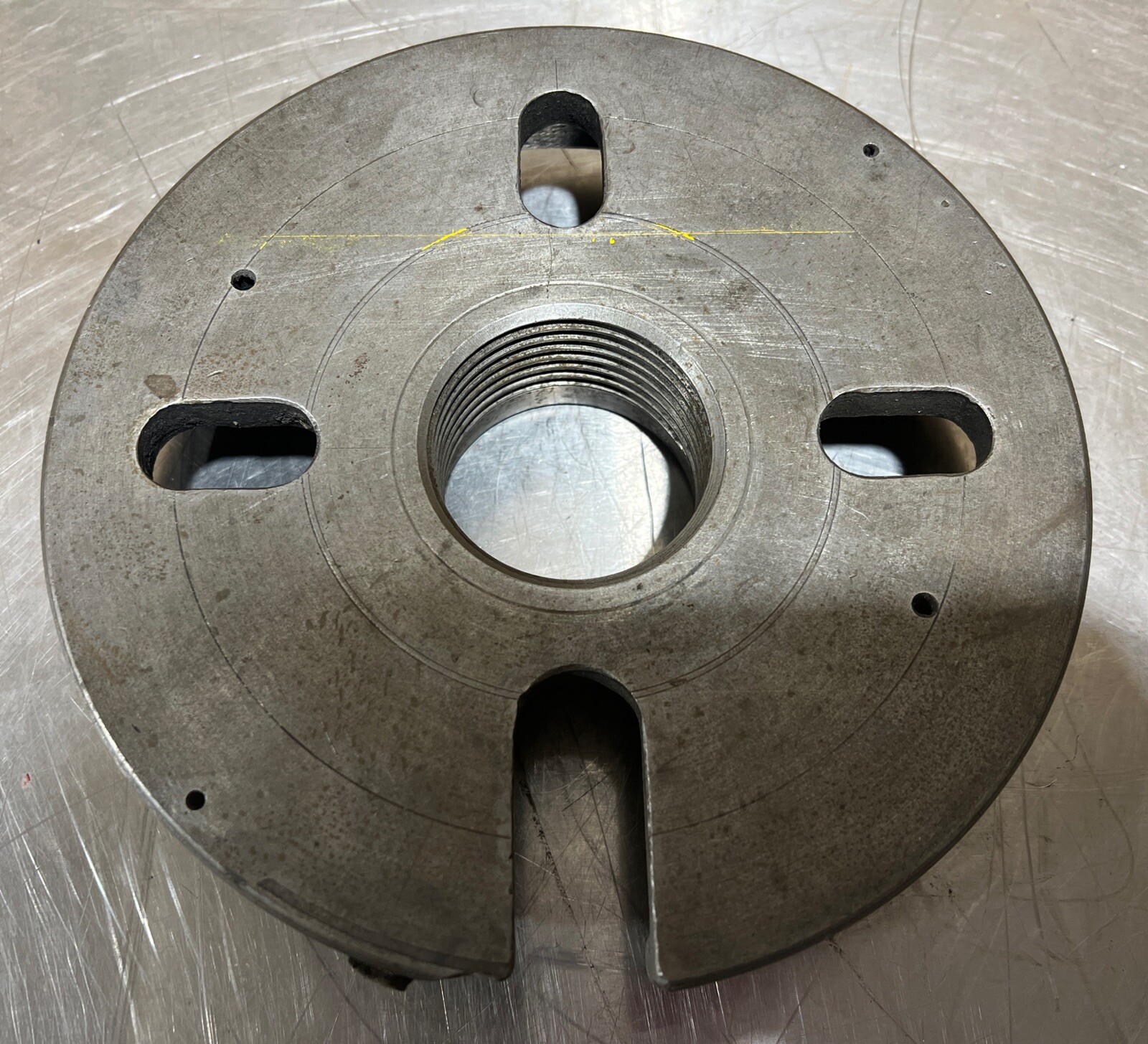Vintage 8” Spindle Mount Lathe Faceplate Stamped SM. Chipped As Seen In Pics