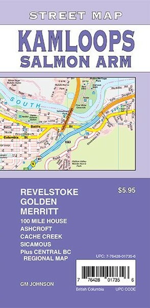 Street Map of Kamloops, Salmon Arm, British Columbia, Canada, by GMJ Maps