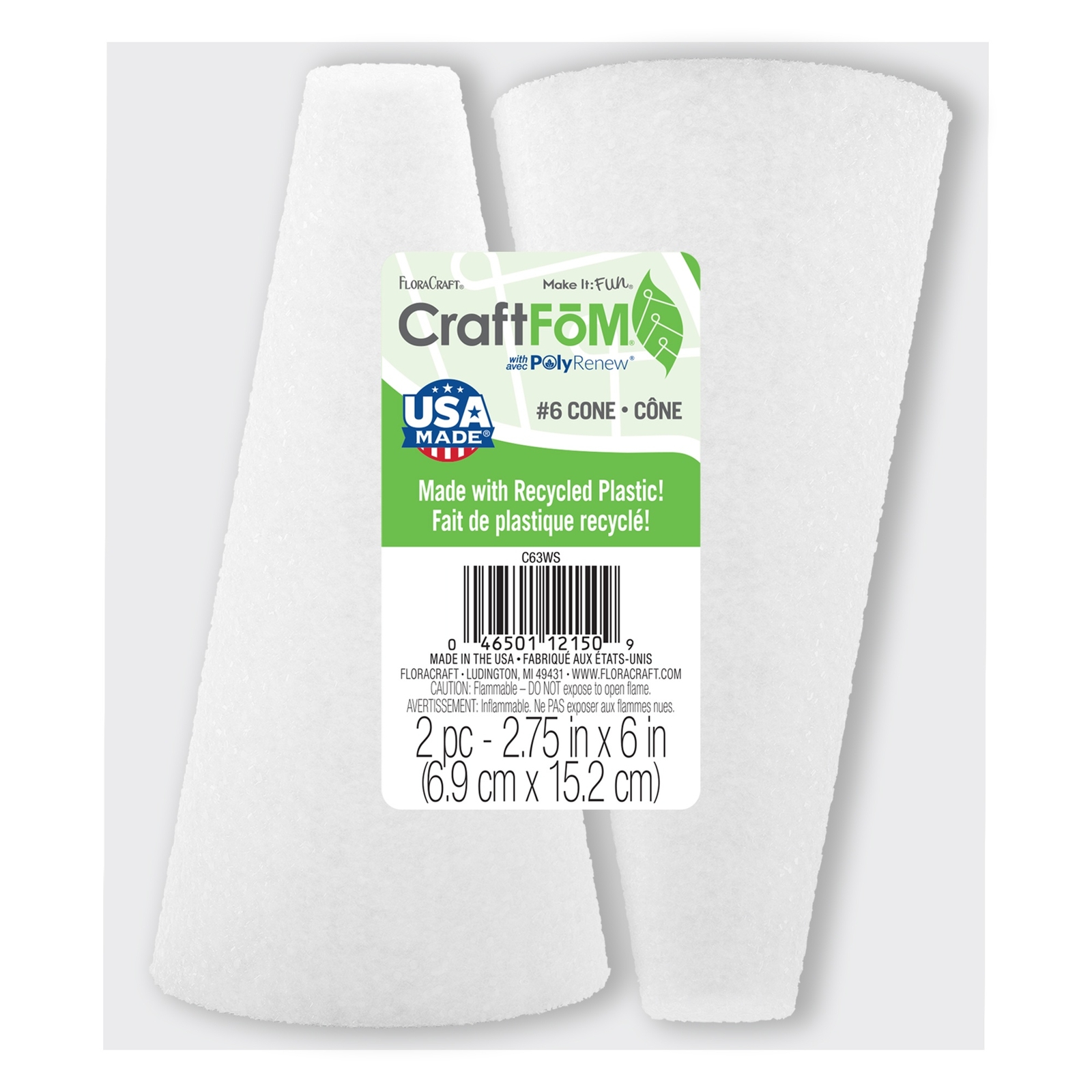 FloraCraft CraftFoM Cone 2/Pkg-6"X2.75"