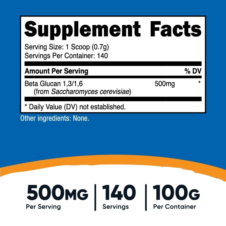 Nutricost Beta Glucan Powder 100 Grams (140 Servings)