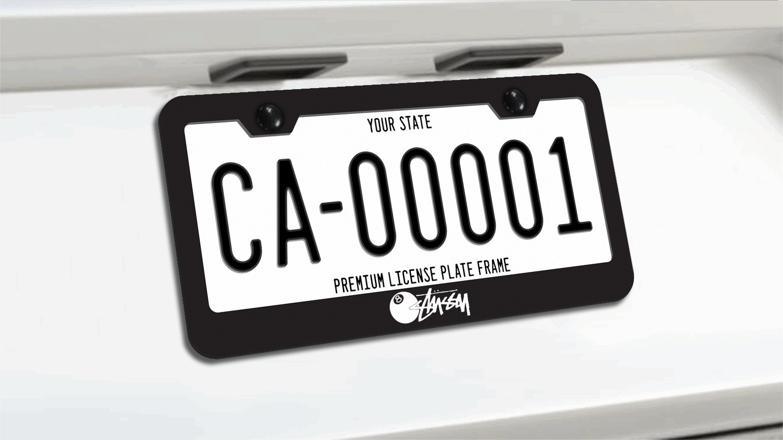 8 BALL STUSSY License Plate Frame Black Metal | Fashion Flashy Style Gift USA