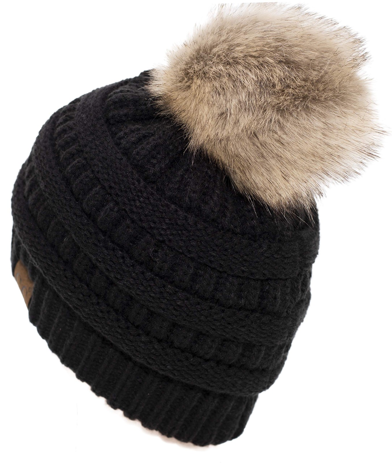 C.C Trendy Fuzzy Fleece Lined Warm Comfortable Soft Stretch One Size, Black