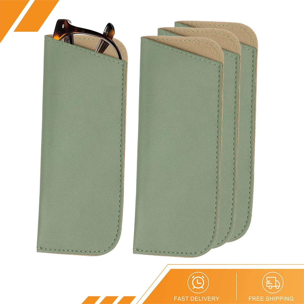 4Pcs Soft Eyeglass Cases Leather Sunglass Case Portable Pouch