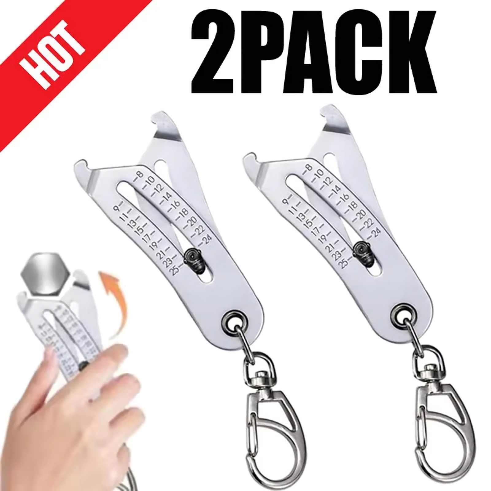 2× Thread Size Verification Tool Set - Portable Bolt and Nut Identifier Gauge