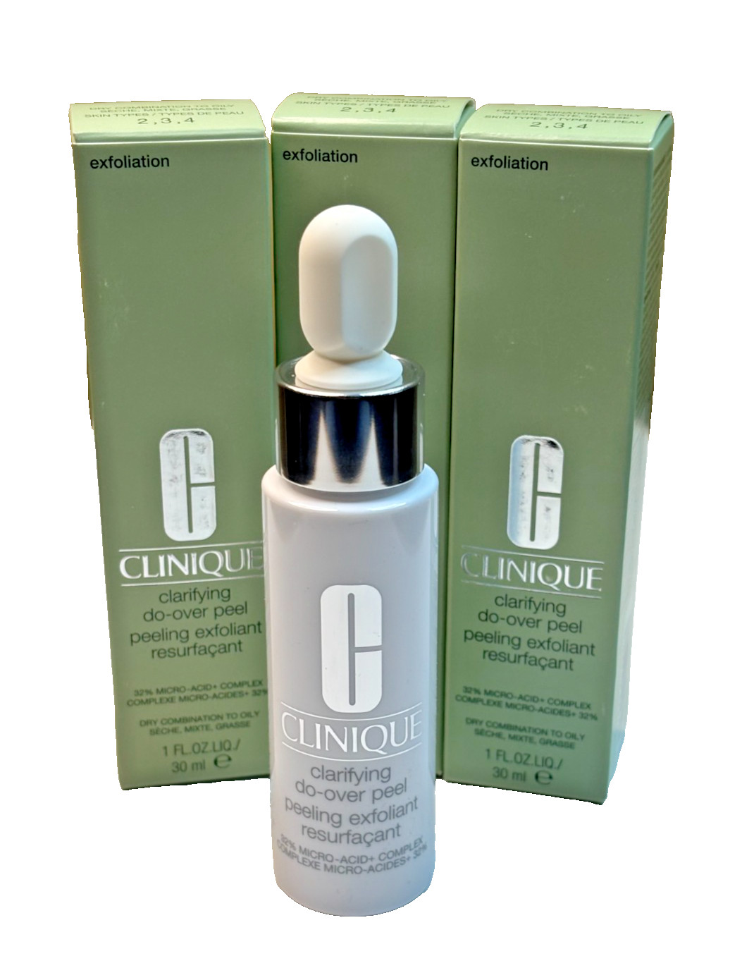 3XClinique Clarifying Do-Over Peel Peeling Exfoliant 1oz/30ml NIB 100% Authentic