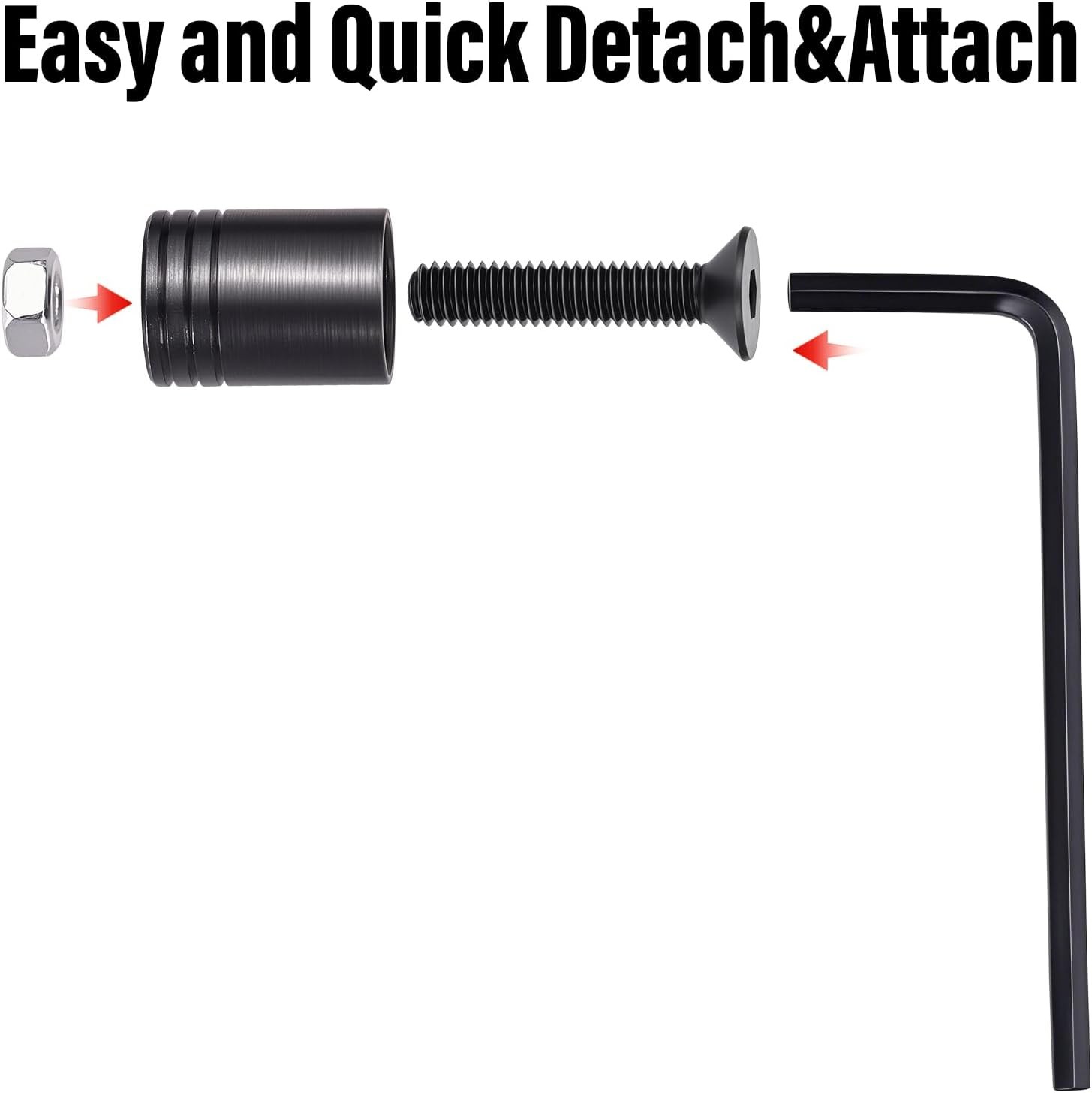 Quick Detach Swivels Mount Base Adapter Kit, Black Metal Stud Wrench, 7 Pcs