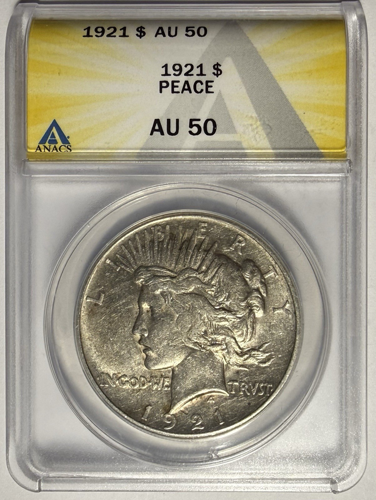 1921 Peace Dollar High Relief $1 ANACS AU50 ‼️SERIES KEY DATE‼️