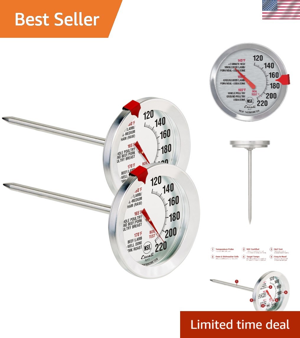 AH1 2 Pack Oven Safe Meat Thermometers, Stainless Steel, Thermometer with 2.5...