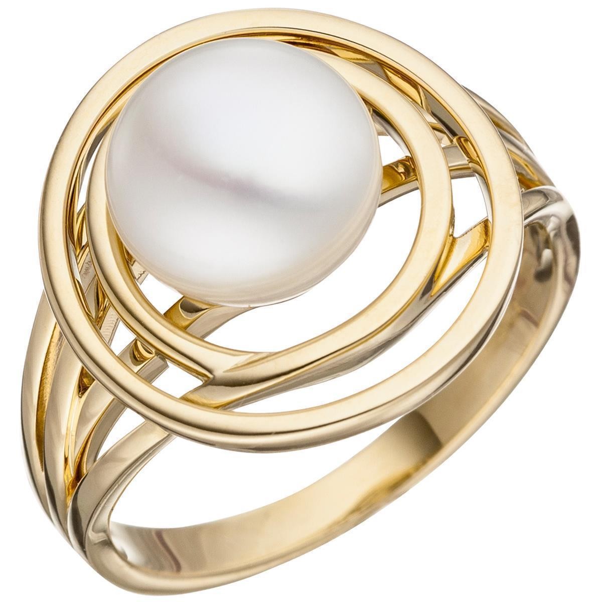 Jobo ladies' ring 585 gold yellow gold 1 freshwater pearl pearl ring gold ring RW: 60