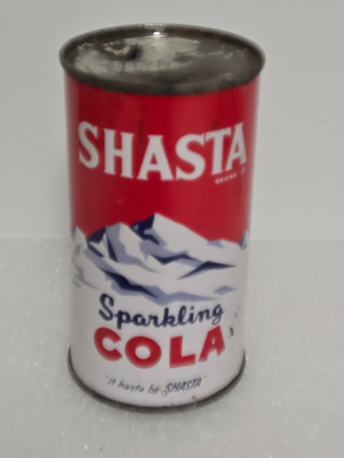 Vintage Shasta Sparkling Cola Small Print Bottom Flat Top Soda Pop Can