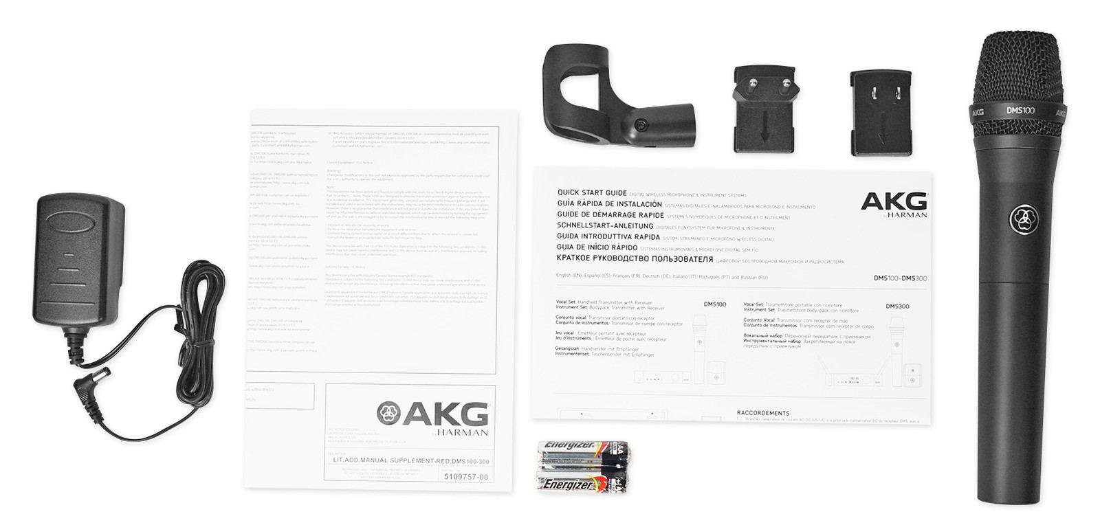 AKG DMS100 4-Channel Digital Handheld Wireless Microphone Mic System 2.4GHZ