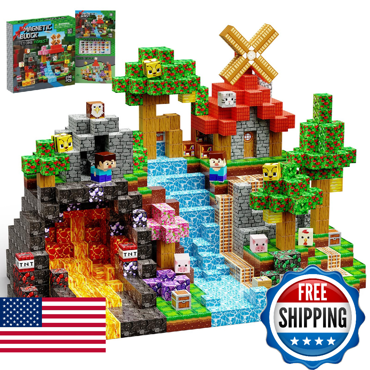 Lukoca 200PCS Magnetic Building Blocks 0.8inch STEM Toy for Kids 3+ Toddler Educ