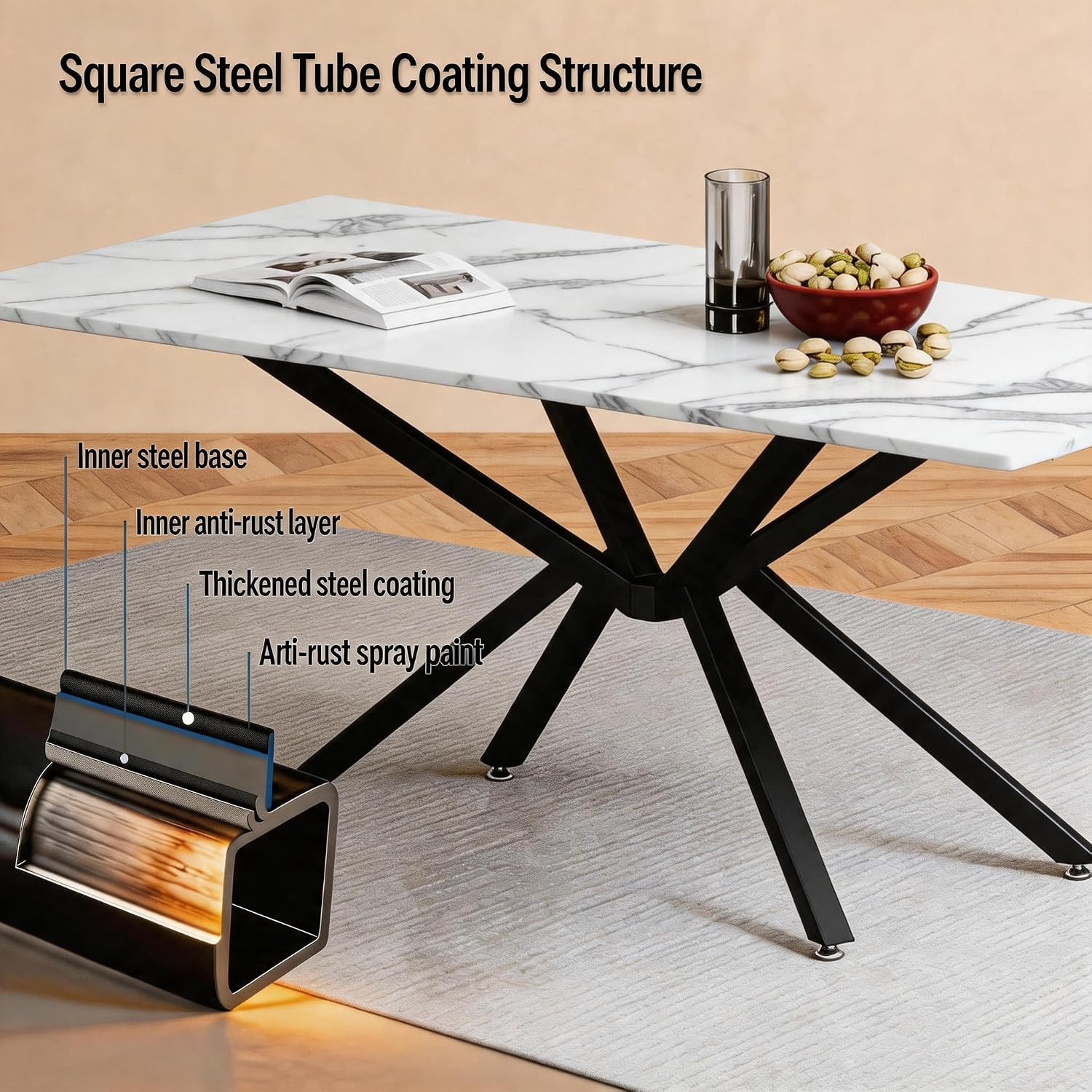 28" Heavy Metal Dining Table Base with Adjustable Footrest for DIY Projects