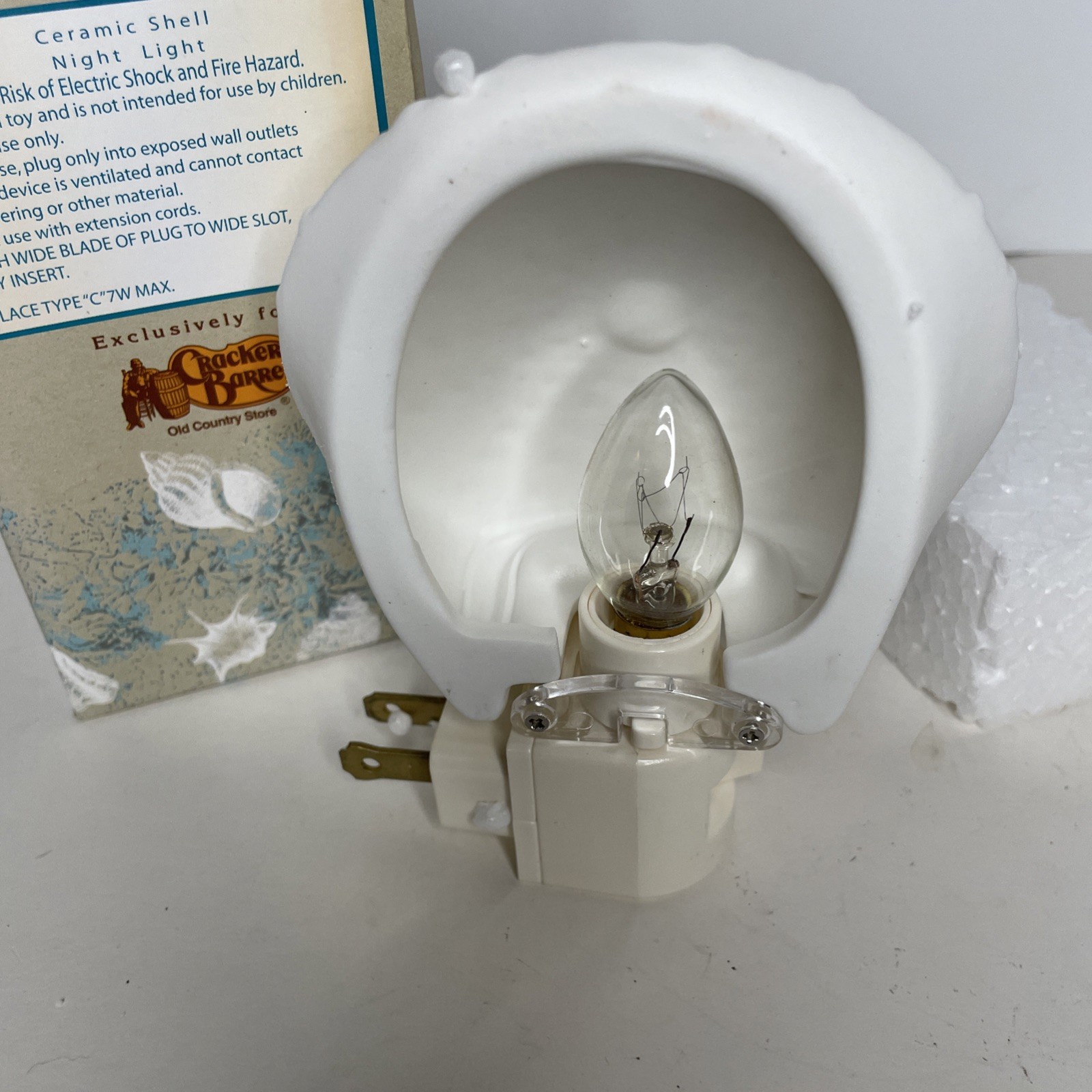 Cracker Barrel White Sands Ceramic Shell Night Light NEW OPEN BOX