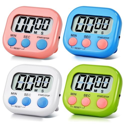 Pack Digital Kitchen Timer Magnetic Digital Timer with 4 Pink,blue,green,white