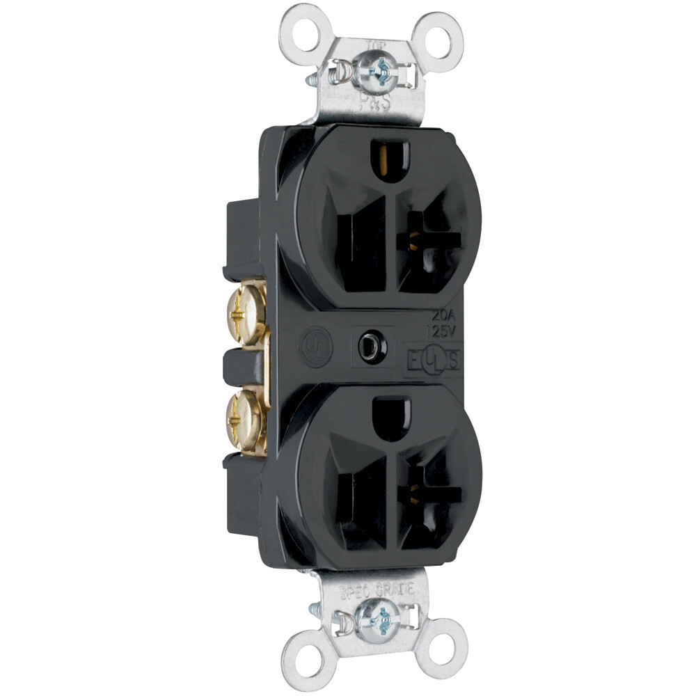 pass & Seymour CONSTRUCTION SPEC GRADE RECEPTACLES BACK & SIDE WIRE 20A black