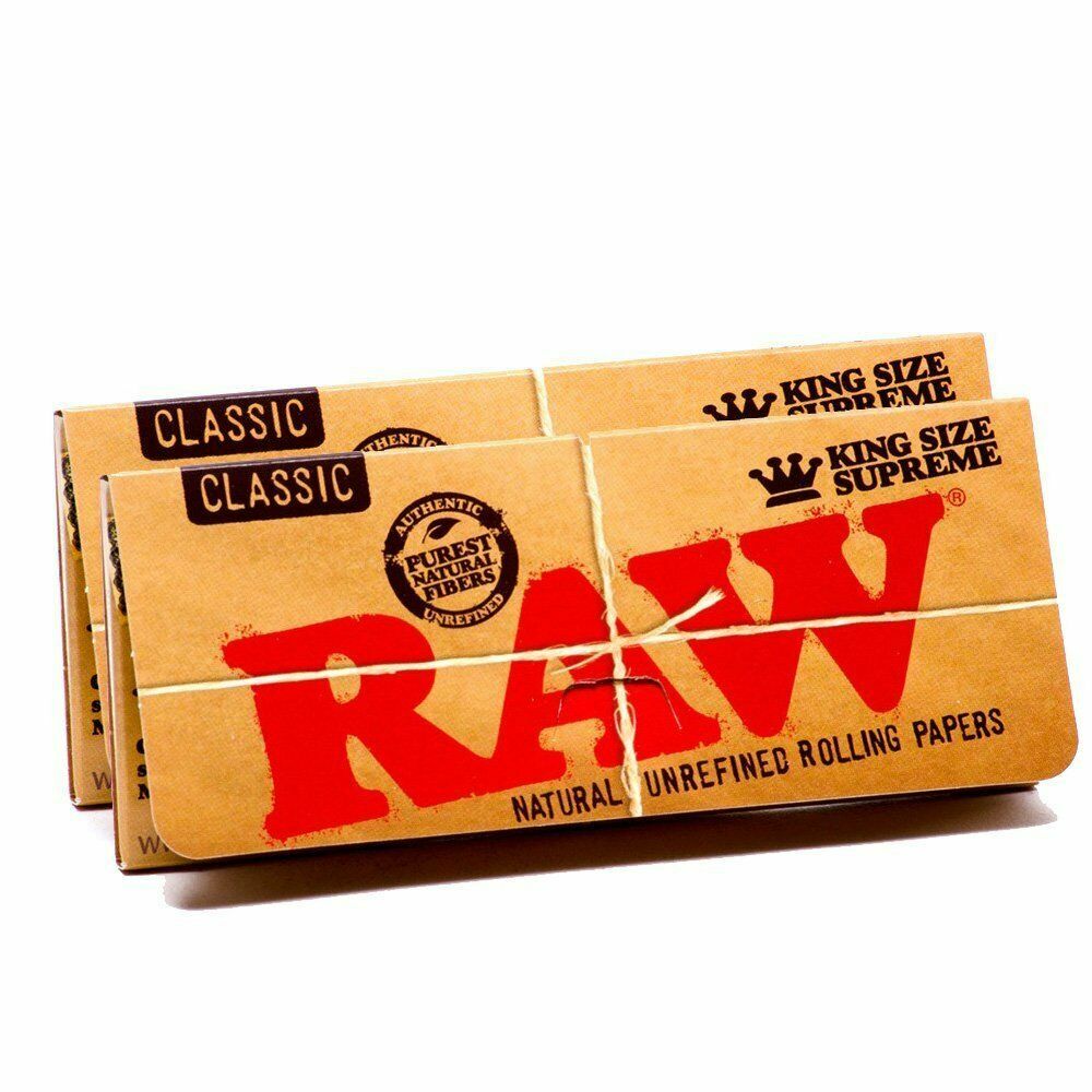 RAW Classic King Size Supreme Rolling Papers (40 Papers/Pack) - 2 Packs