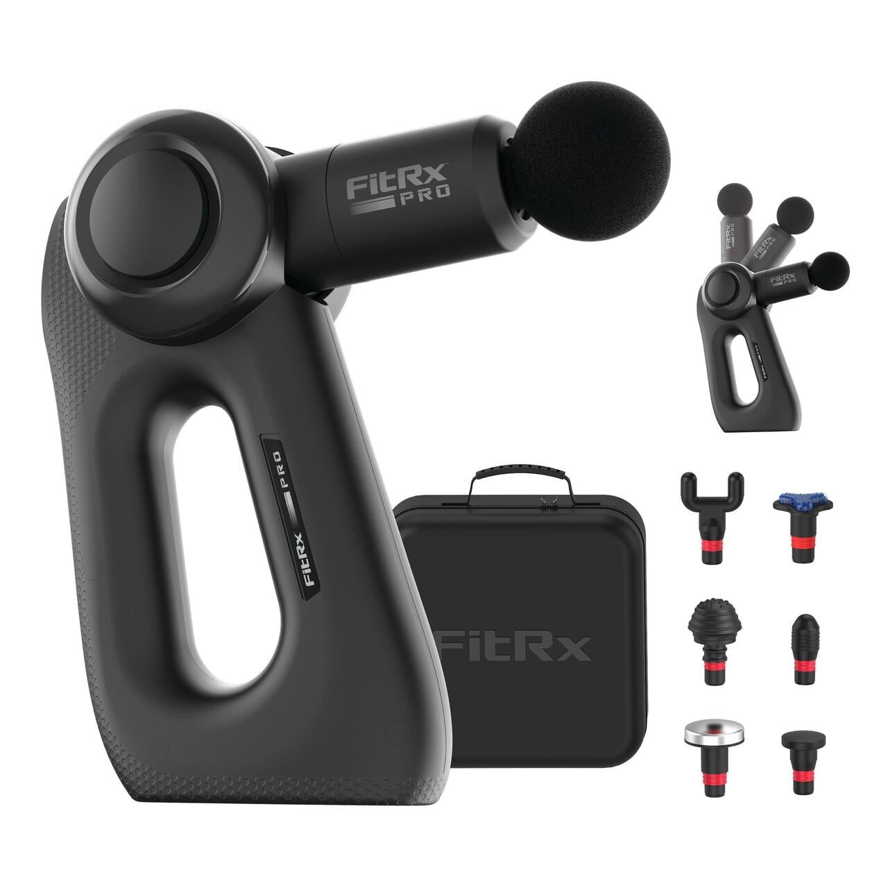 Handheld FitRx Pro Neck and Back Massage Gun with Multiple Angles, Speeds