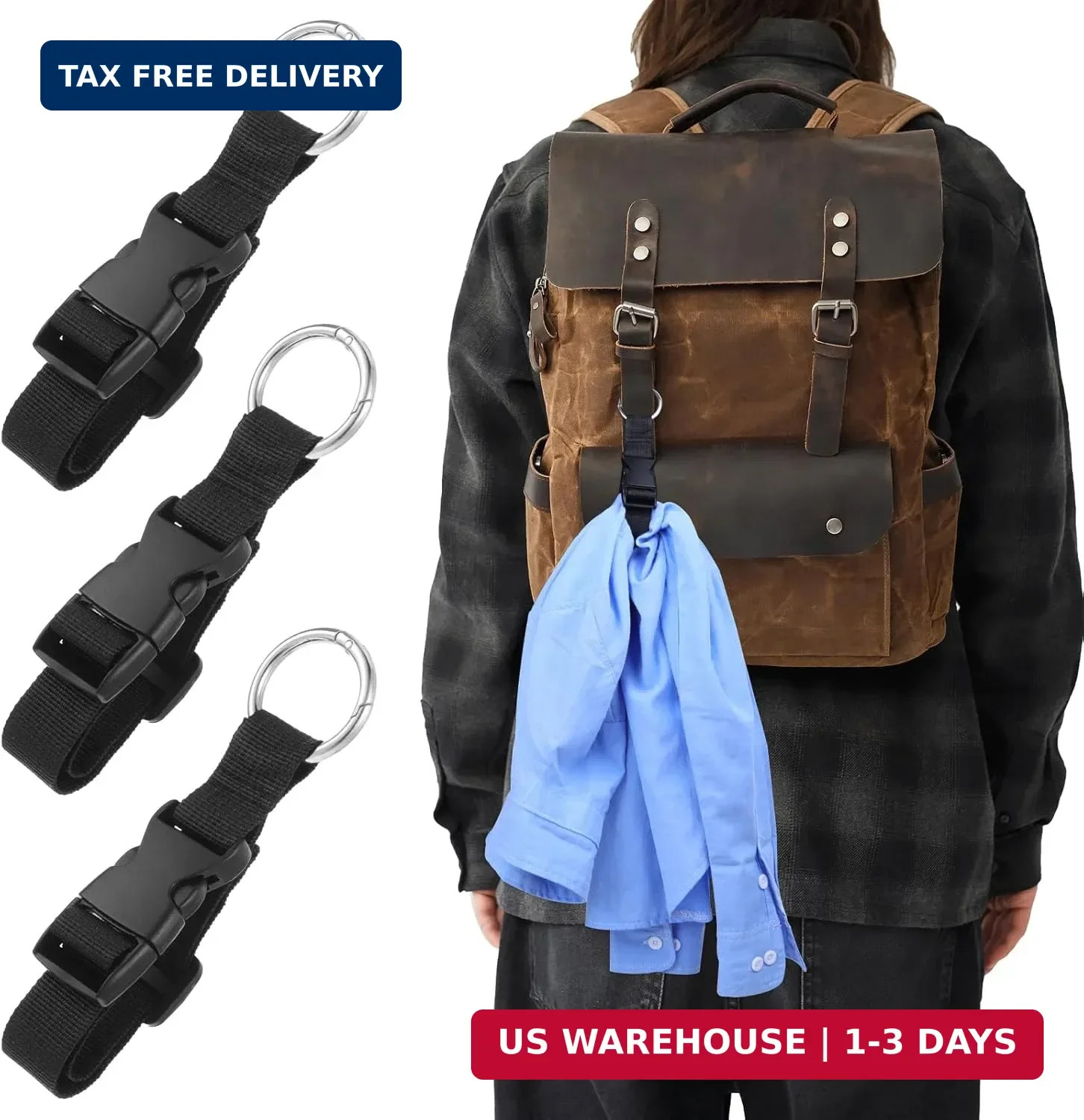 3 PCS Luggage Straps, Black Adjustable Luggage Connector Straps Heavy Duty Trave