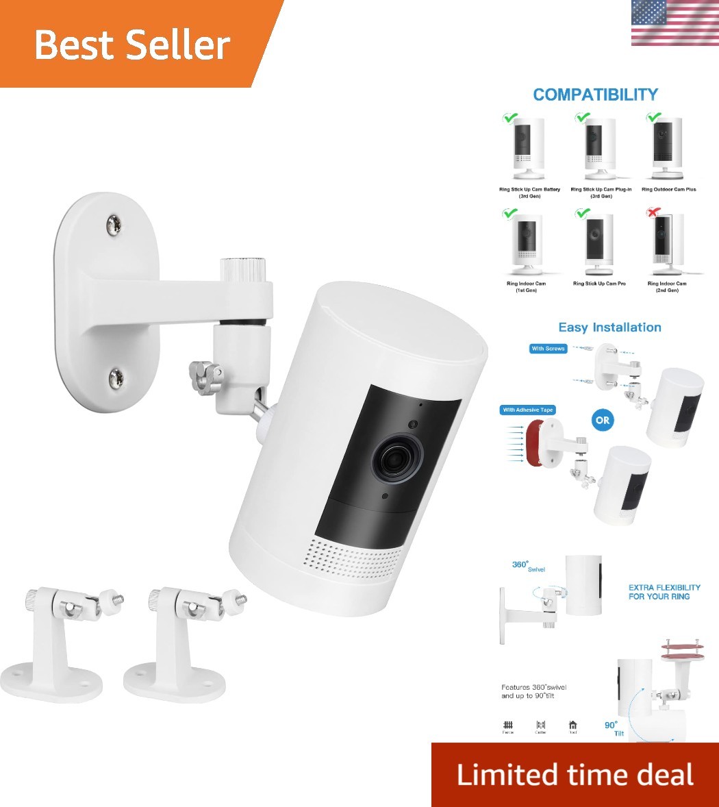 Flexible Installation Pack of 2 Security Camera Wall Mounts - Waterproof White