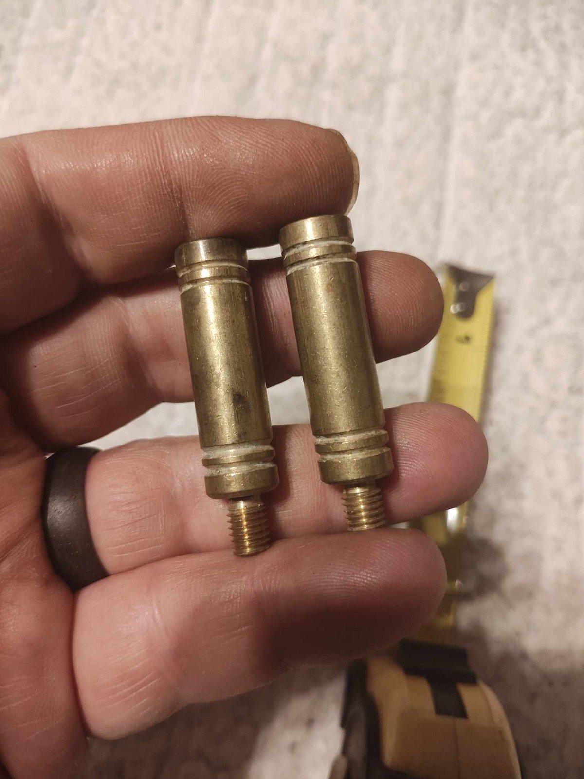 Pair Solid Turned Brass 1 1/2" Tall Finial Lamp Risers - Std. Harp Thread