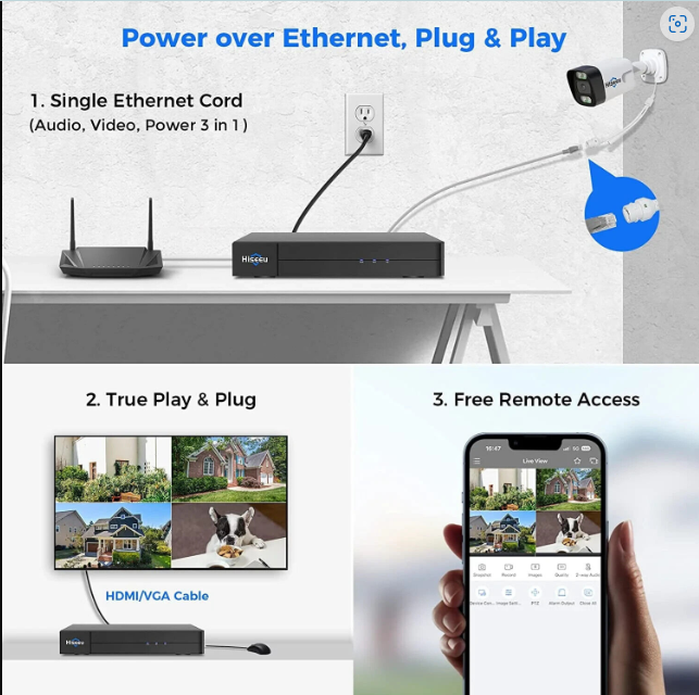 Hiseeu PK-4YHB785-AT PoE SYSTEM 16CH 2 WAY AUDIO 1 TB 100-240V FREE APP