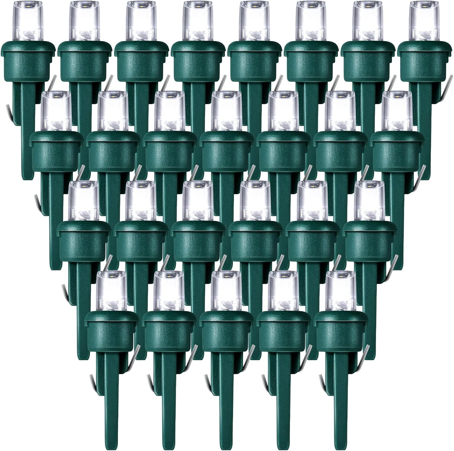 Honoson 48 Count 5 mm LED Halloween Green Base with Cold White Bulb
