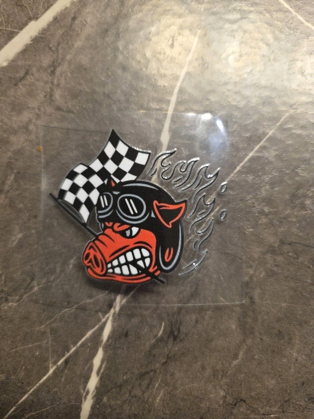 Harley Fast Jonny Black Flame /Red Face UV DTF Raised Decal Sticker For Vehicle