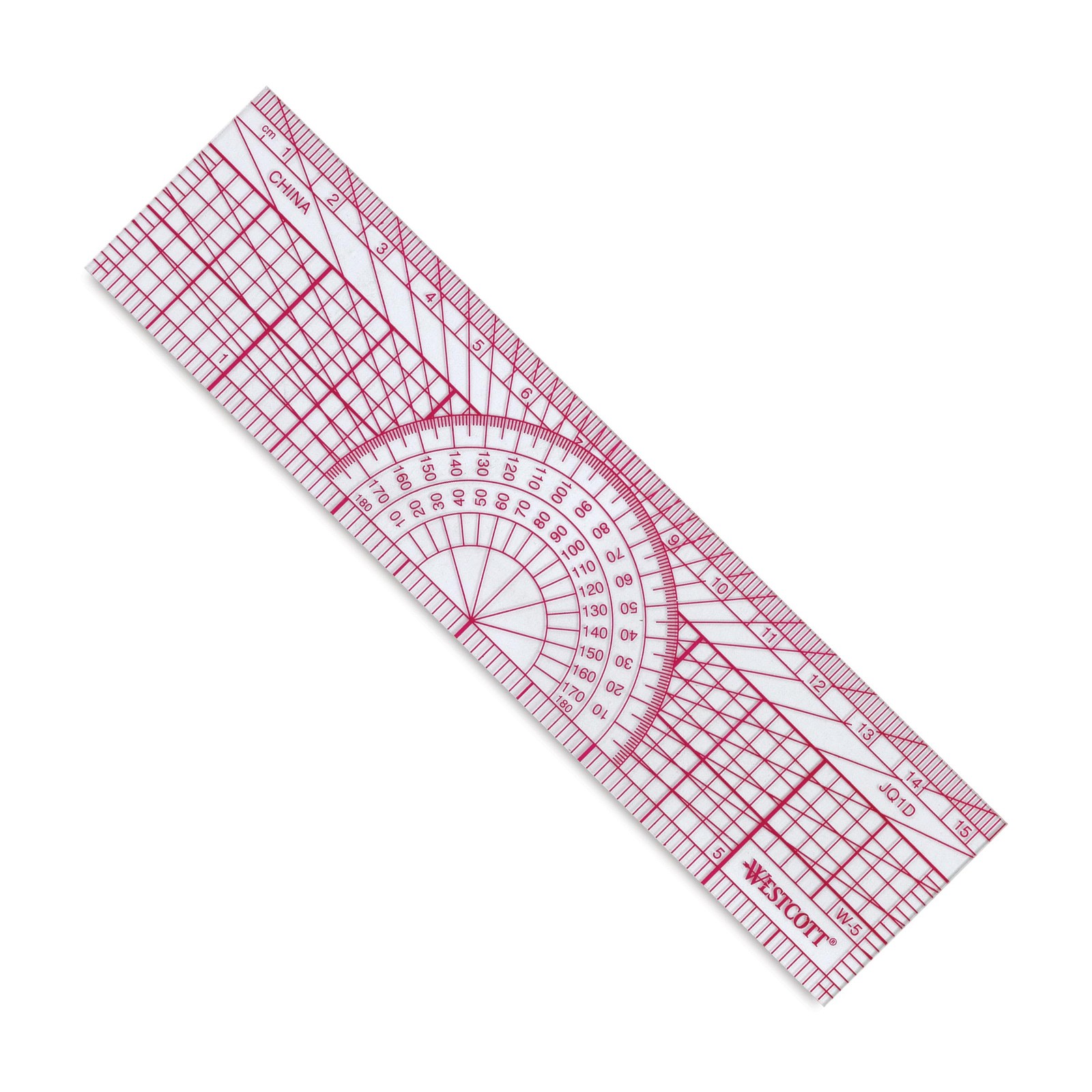 Protractor Ruler, 6", 15cm, Transparent (W-5)