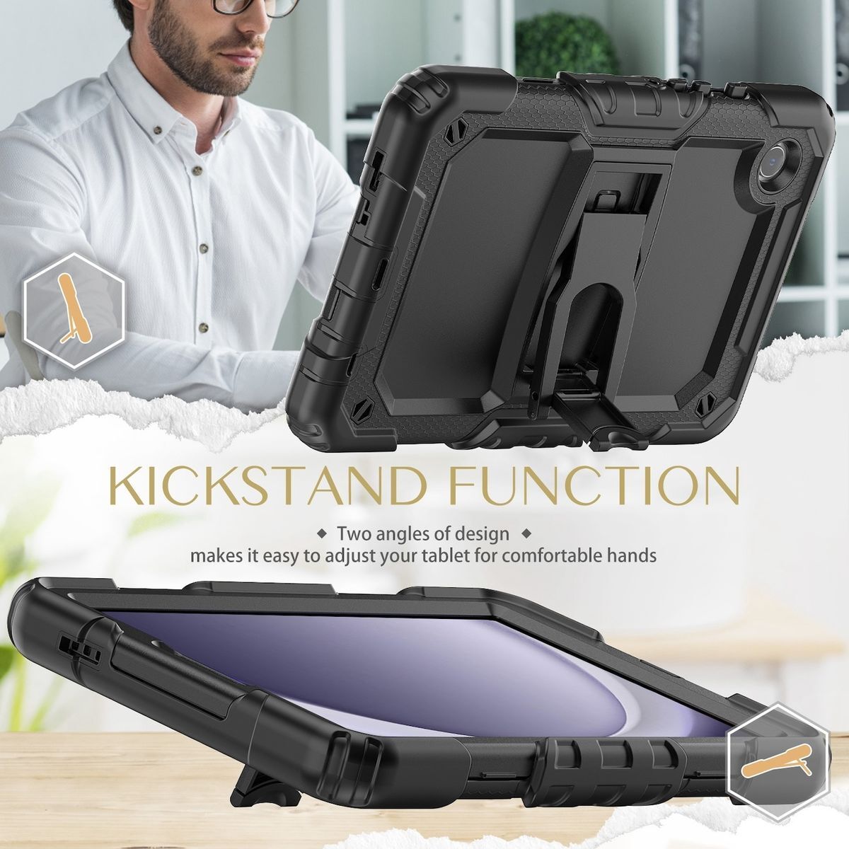 For Samsung Galaxy Tab A9 Silicone Tablet Case Shoulder Strap + Holder