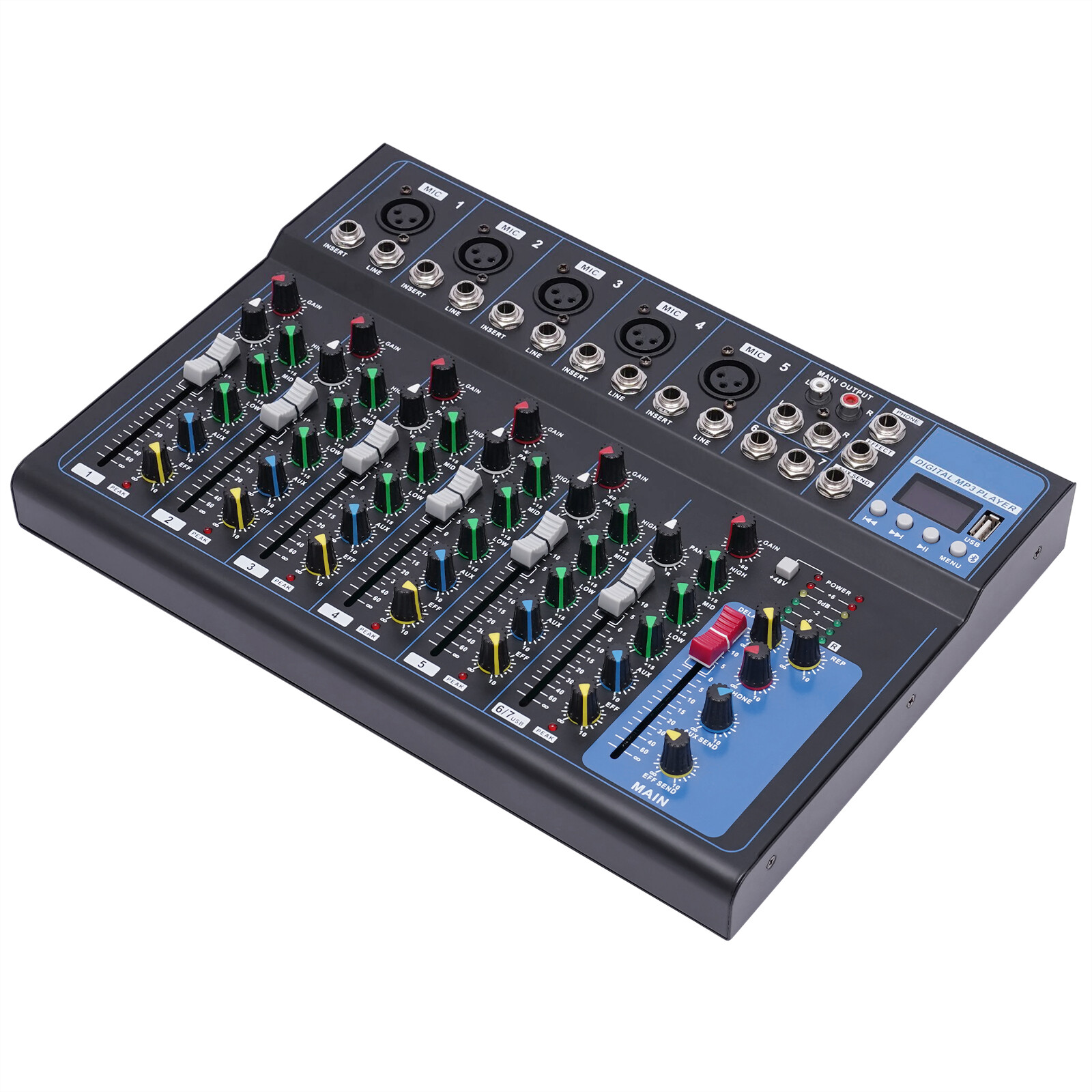 Channel Mixing Console Sound Live Studio Audio Mixer USB Bluetooth US