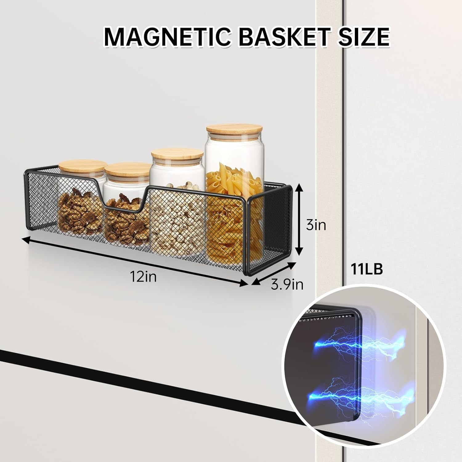 2Pack Magnetic Basket Organizer Holde, Black